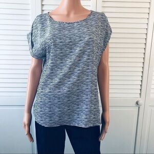 3/$25 APT. 9 Black White Striped Short Sleeve Blouse Size Medium